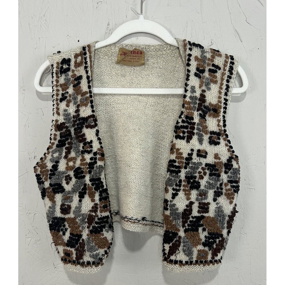 INCA Vintage Open Knit Vest 100% Alpaca *Made In Peru Gorgeous - Picture 7 of 12